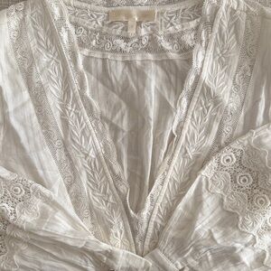 LoveShackFancy White Lace Embroidered Blouse